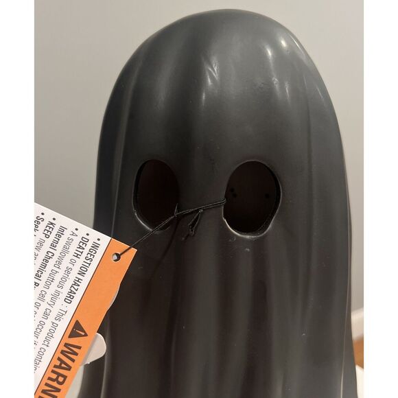 GOBLIN & GHOUL Ceramic Matte Black Ghost 8.5in Halloween Decor NWT - Picture 3 of 10